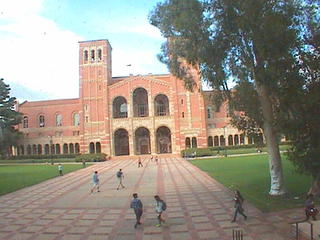 UCLA Dickson Plaza and Royce Hall from Powell Library