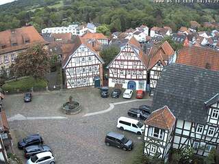 Marketplace with Half-Timbered Buildings