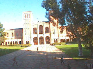 UCLA Dickson Plaza and Royce Hall from Powell Library