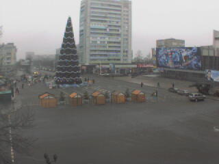 Building in the focus is Lugansk's Drama Theater